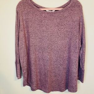 Market & Spruce Heathered Lavender Long Sleeve Top